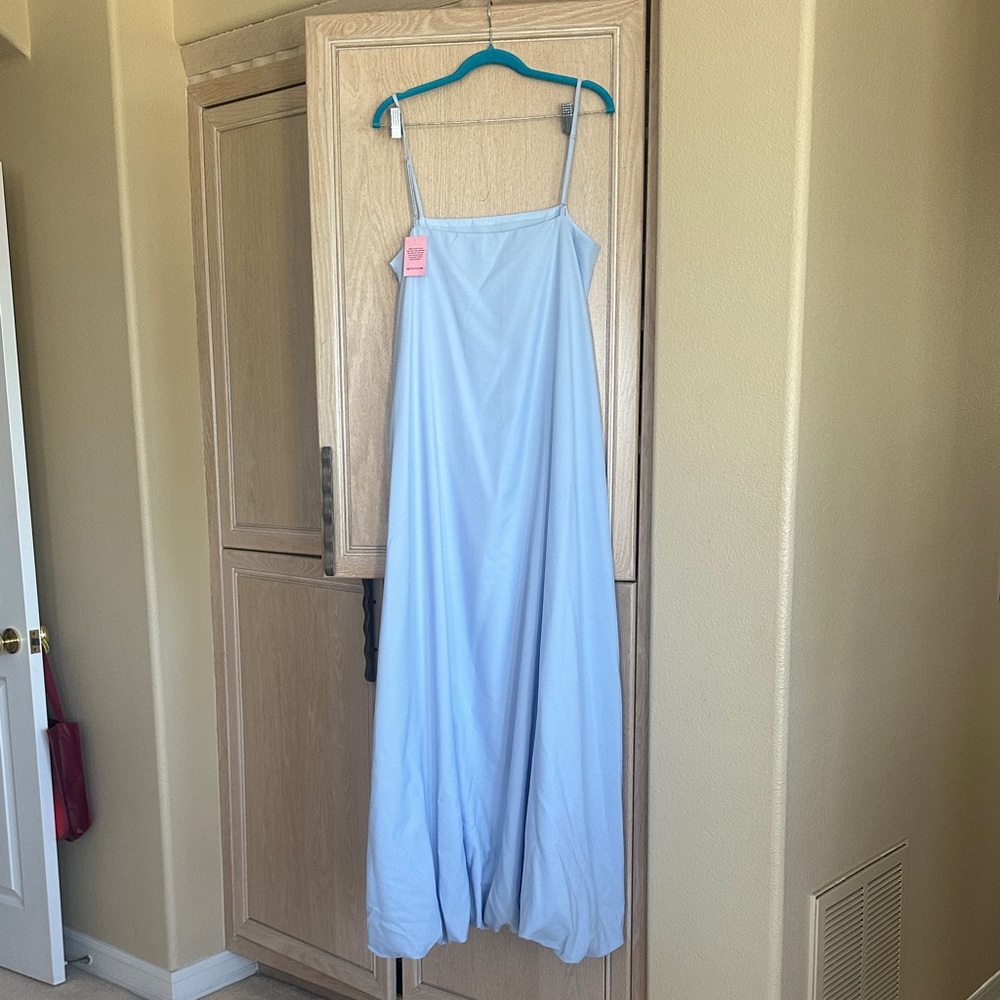 NWT Pretty Little Thing Tall Light Blue Strappy Floaty Maxi Dress - Picture 7 of 11
